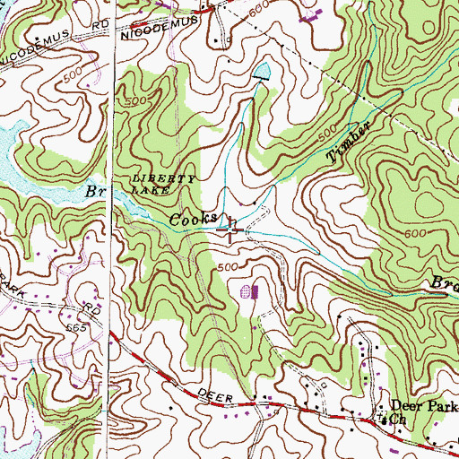 Topographic Map of Timber Run, MD