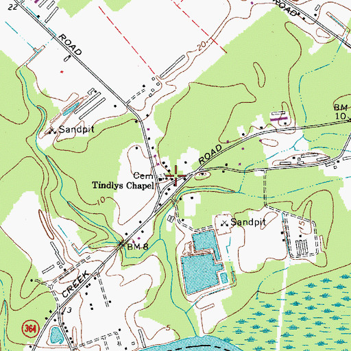Topographic Map of Tindlys Chapel, MD