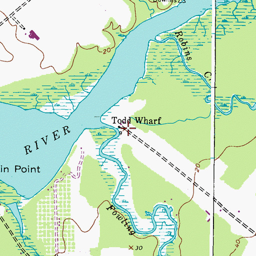 Topographic Map of Todd Wharf, MD
