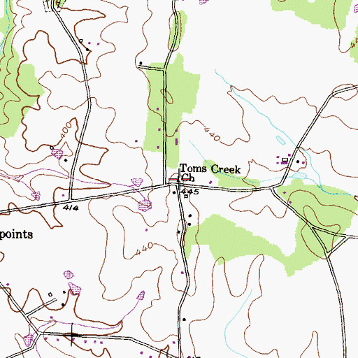 Topographic Map of Toms Creek Church, MD