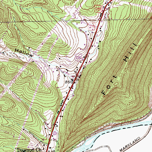 Topographic Map of Toms Hollow, MD
