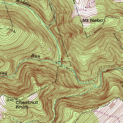 Topographic Map of Toms Spring Run, MD