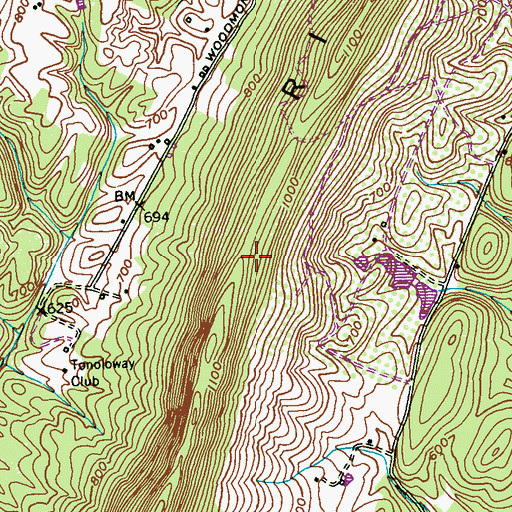 Topographic Map of Tonoloway Ridge, MD