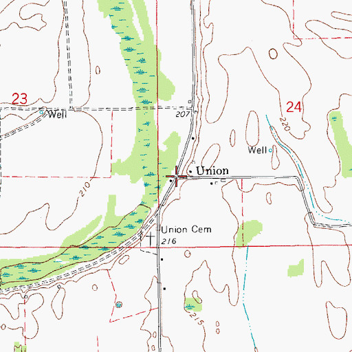 Topographic Map of Union, AR