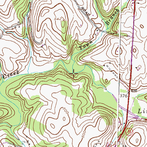 Topographic Map of Town Branch, MD