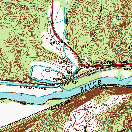 Topographic Map of Town Creek, MD