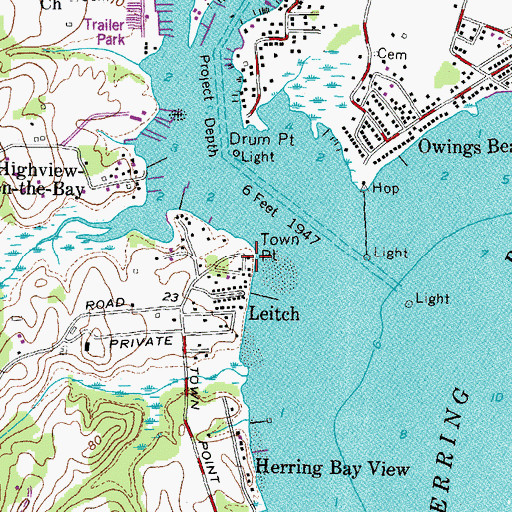 Topographic Map of Town Point, MD
