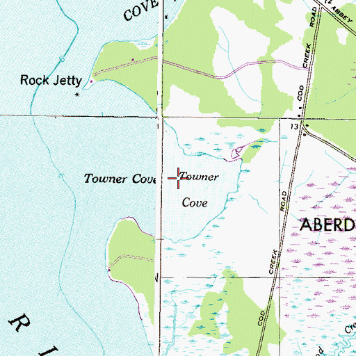 Topographic Map of Towner Cove, MD