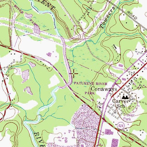 Topographic Map of Towsers Branch, MD