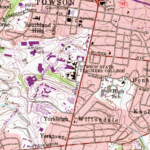 Topographic Map of Towson University, MD