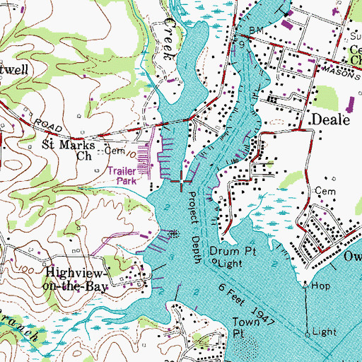 Topographic Map of Tracys Creek, MD