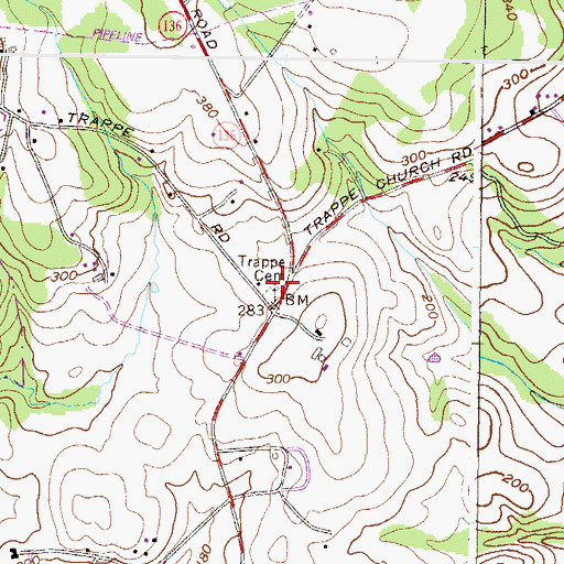 Topographic Map of Trappe Missionary Baptist Cemetery, MD