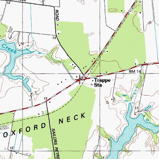 Topographic Map of Trappe Station, MD