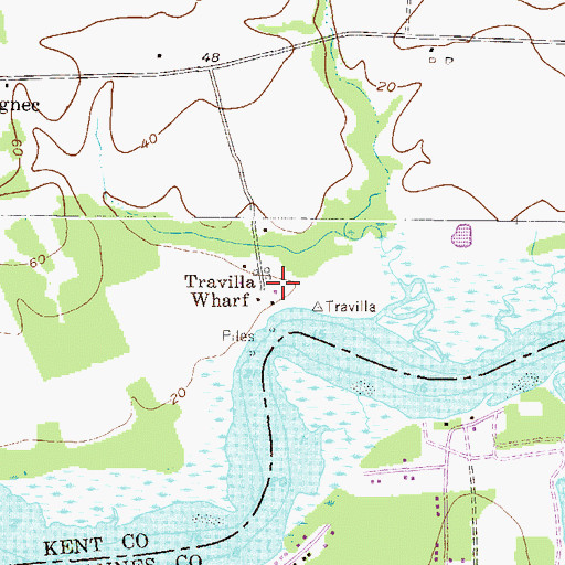 Topographic Map of Travilla Wharf, MD