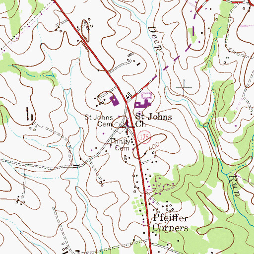 Topographic Map of Trinity Cemetery, MD