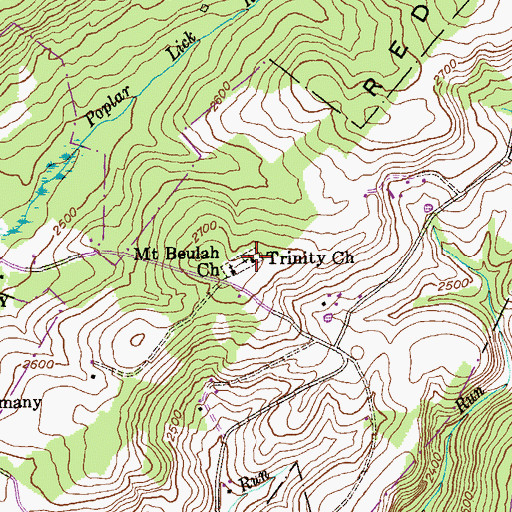Topographic Map of Trinity Church, MD