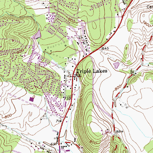 Topographic Map of Triple Lakes, MD