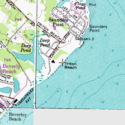 Topographic Map of Triton Beach, MD