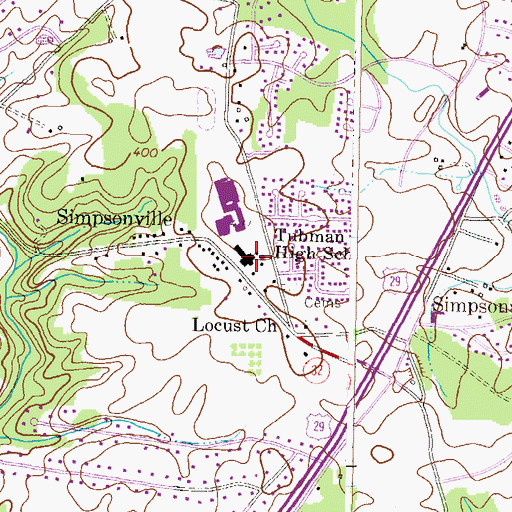 Topographic Map of Tubman High School, MD