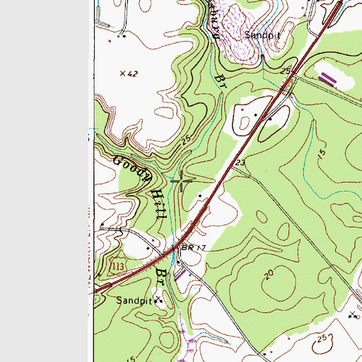 Topographic Map of Tukesbury Branch, MD