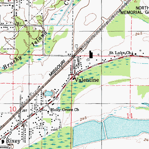 Topographic Map of Valentine, AR