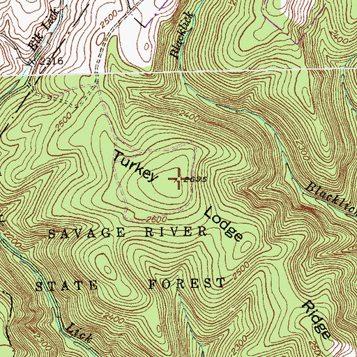 Topographic Map of Turkey Lodge Ridge, MD