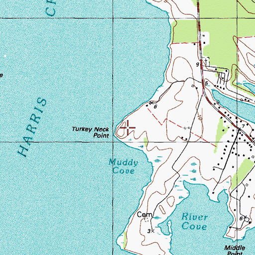 Topographic Map of Turkey Neck Point, MD