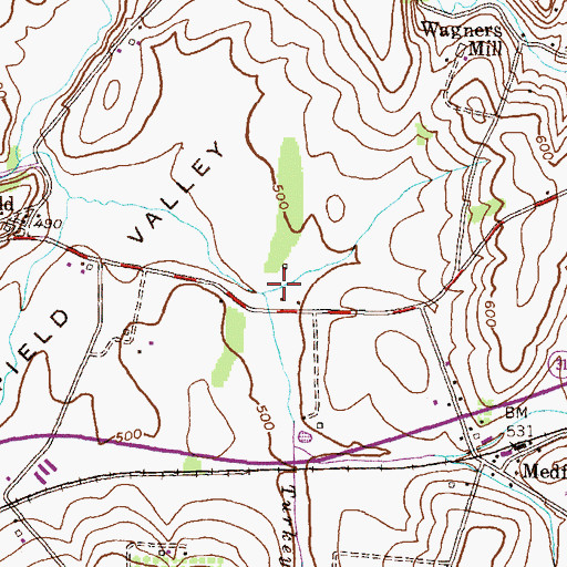 Topographic Map of Turkeyfoot Run, MD