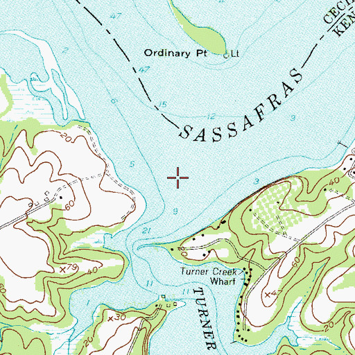 Topographic Map of Turner Creek, MD