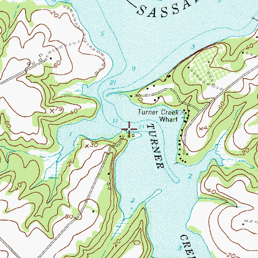 Topographic Map of Turner Creek Wharf, MD