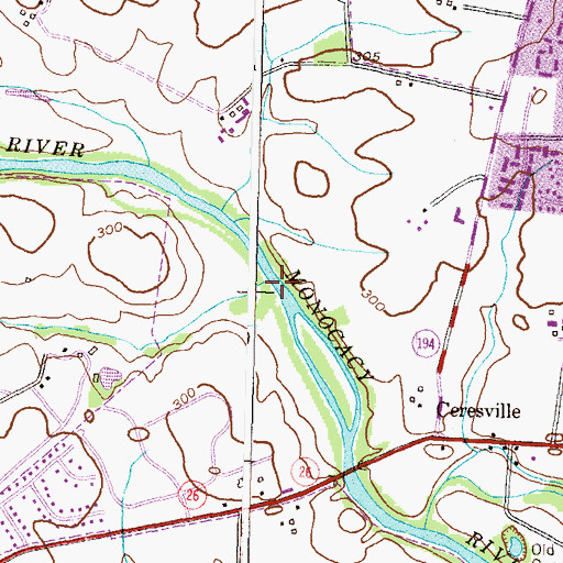 Topographic Map of Tuscarora Creek, MD