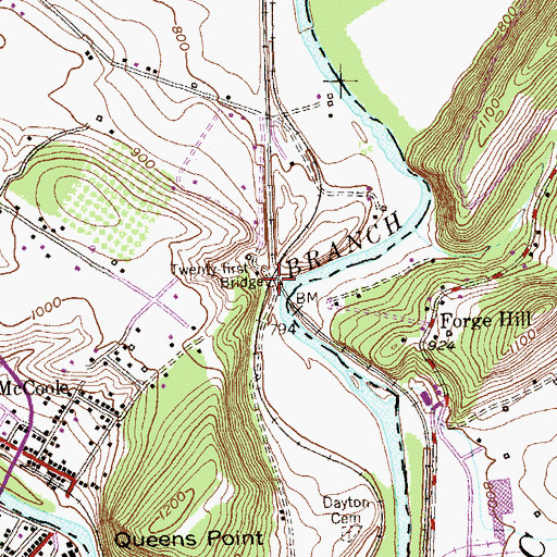 Topographic Map of Twenty-First Bridge, MD