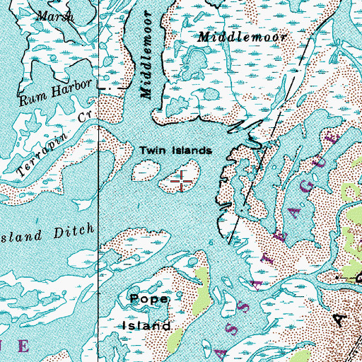 Topographic Map of Twin Islands, MD
