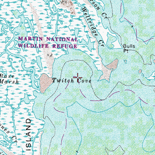 Topographic Map of Twitch Cove, MD