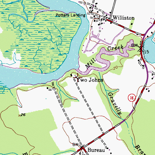 Topographic Map of Two Johns, MD