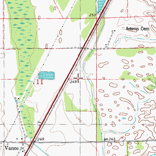 Topographic Map of Vance, AR