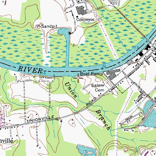 Topographic Map of Union Branch, MD
