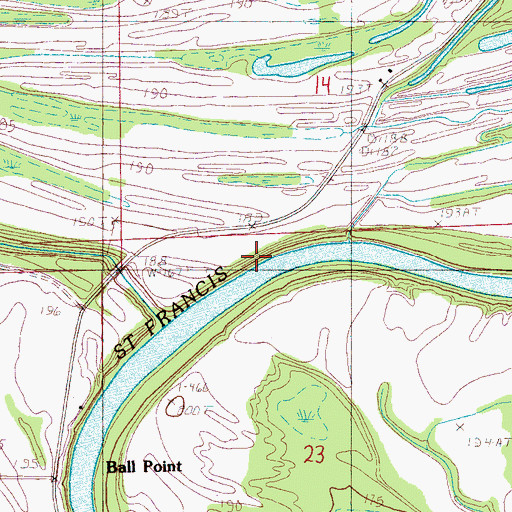 Topographic Map of Vanness Crossing, AR