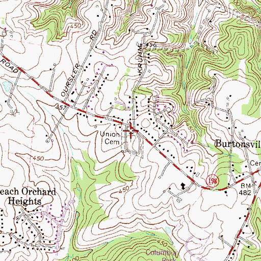 Topographic Map of Union Cemetery, MD