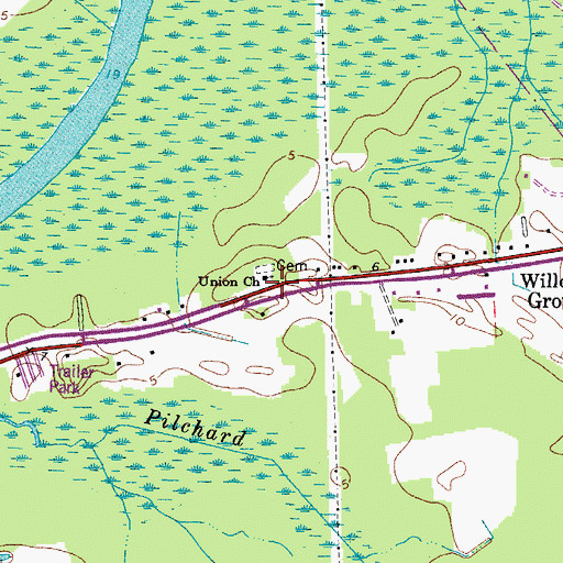 Topographic Map of Union Church, MD