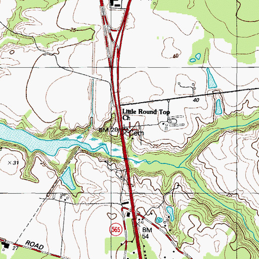 Topographic Map of Little Round Top Church, MD