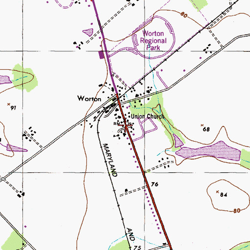 Topographic Map of Union Church, MD