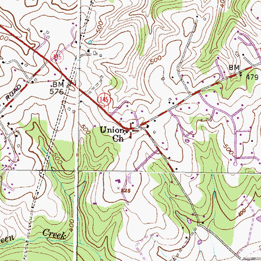 Topographic Map of Union Church, MD