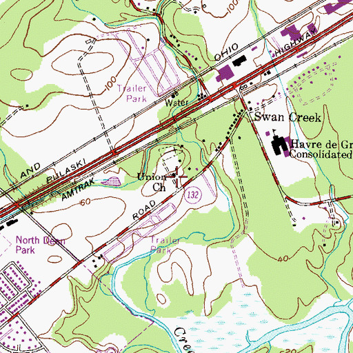 Topographic Map of Union Church, MD