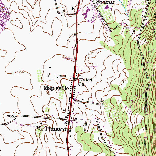 Topographic Map of Union Church, MD