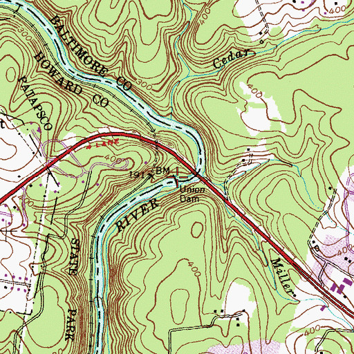 Topographic Map of Union Dam, MD