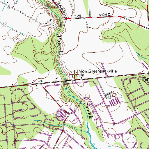 Topographic Map of Union Greenbackville Cemetery, MD