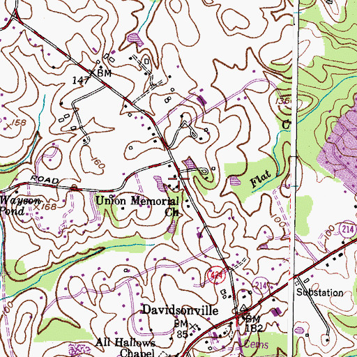 Topographic Map of Union United Methodist Church, MD