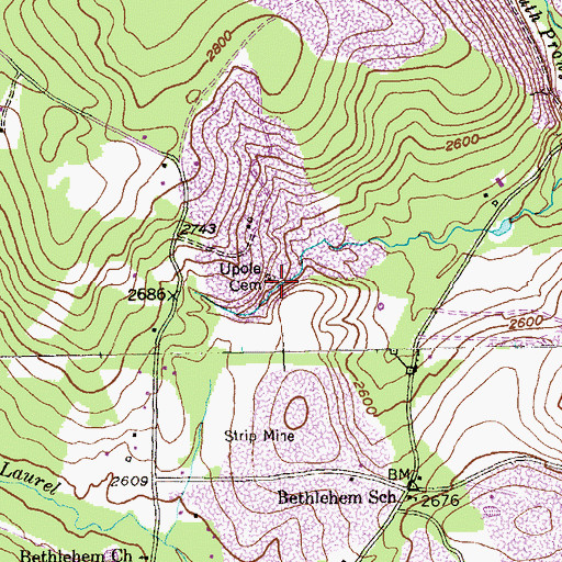 Topographic Map of Upole Cemetery, MD