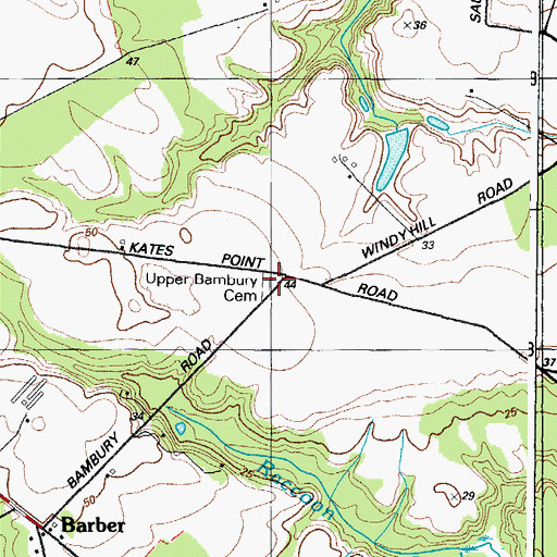 Topographic Map of Upper Bambury Cemetery, MD